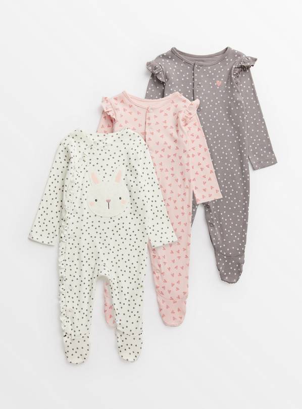 Buy Blush Mono Printed Sleepsuits 3 Pack 1218 months Multipacks Argos